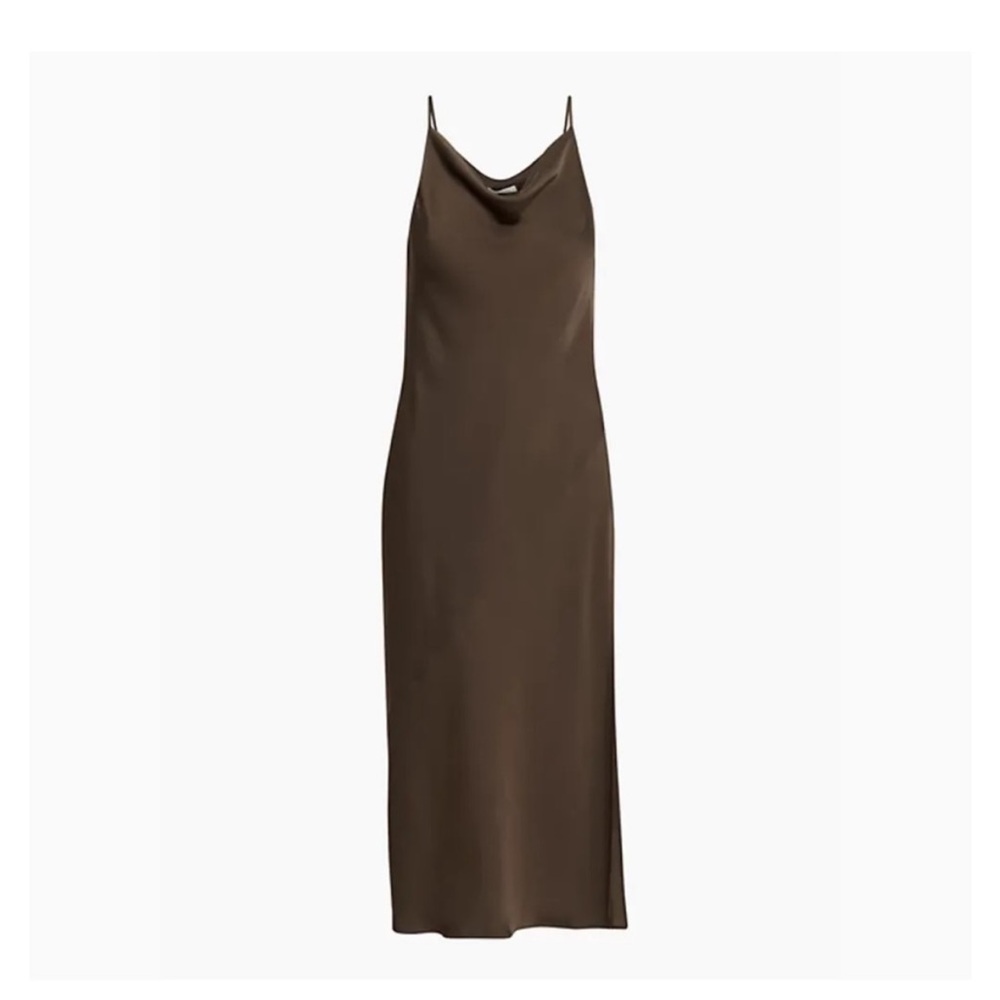 Aritzia x Babaton Brown Satin Slip Dress “Fonda”